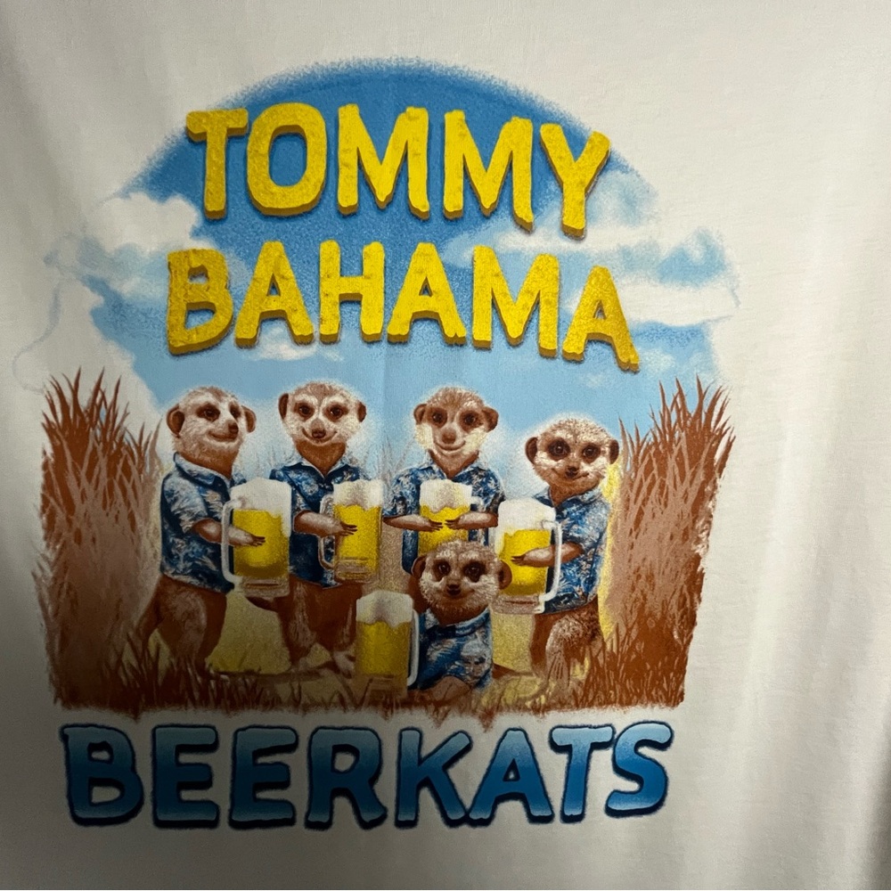 Tommy Bahamas Beerkats 100% Cotton Short Sleeve Crew Neck Graphic T Shirt